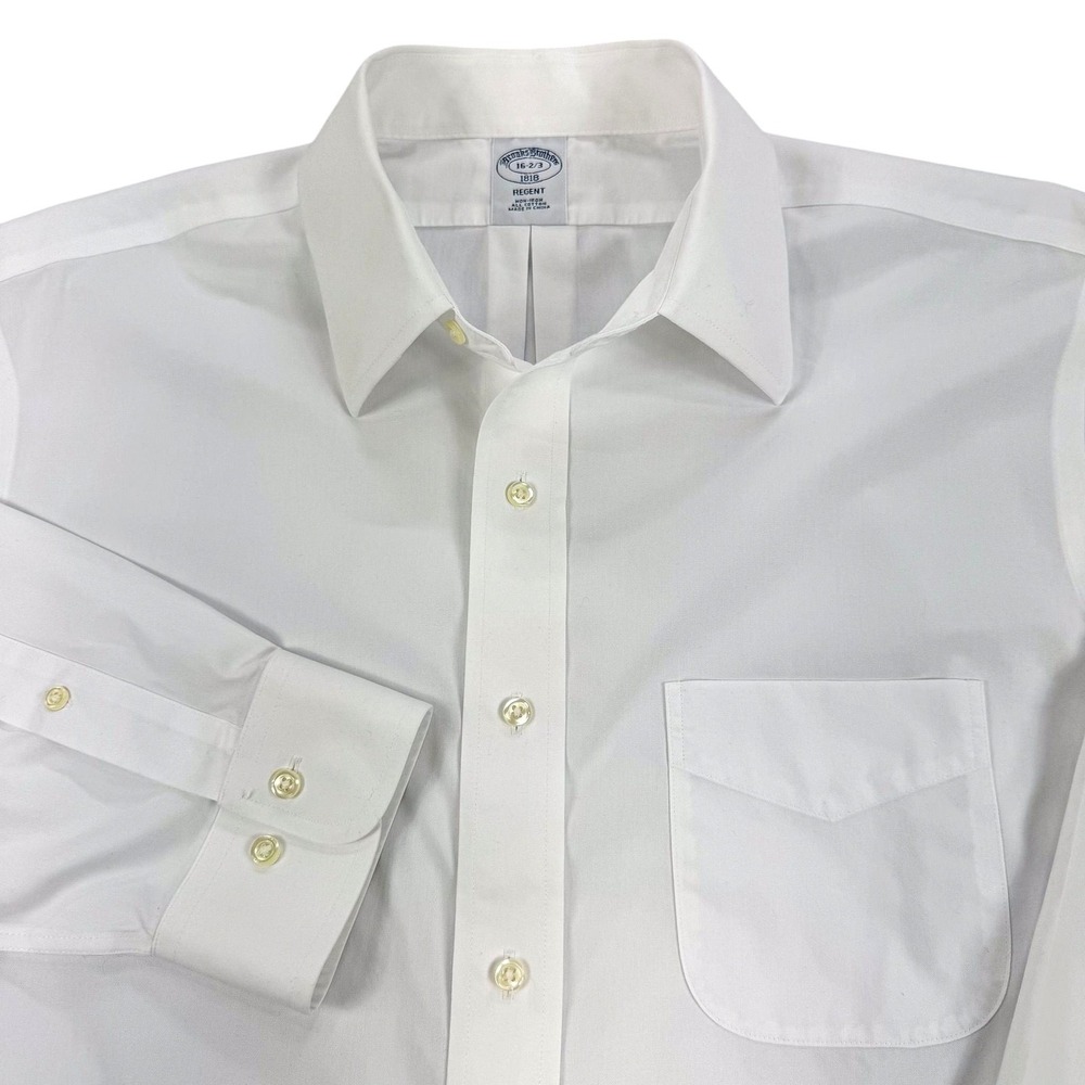 Brooks Brothers 1818 Regent Dress Shirt Mens 16.5 White Non Iron Cotton Office